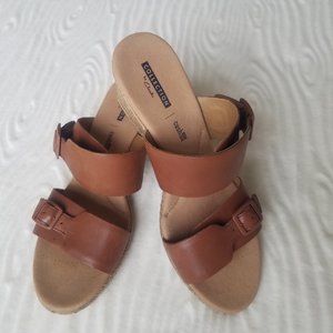 Clarks Wedge Sandals, 9M, Brown, cushion sole